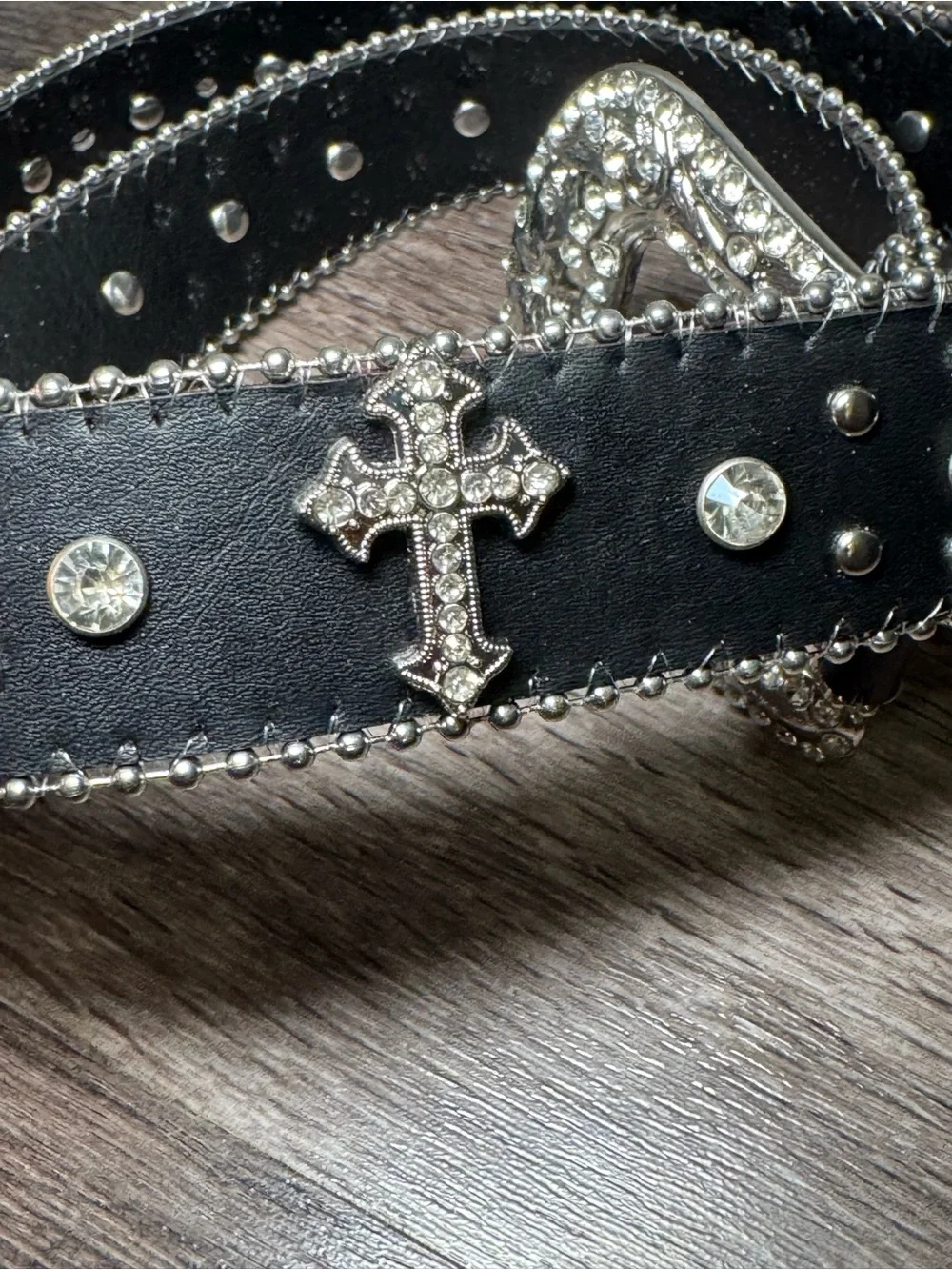 Embellished Black Studded Rhinestone Western Belt